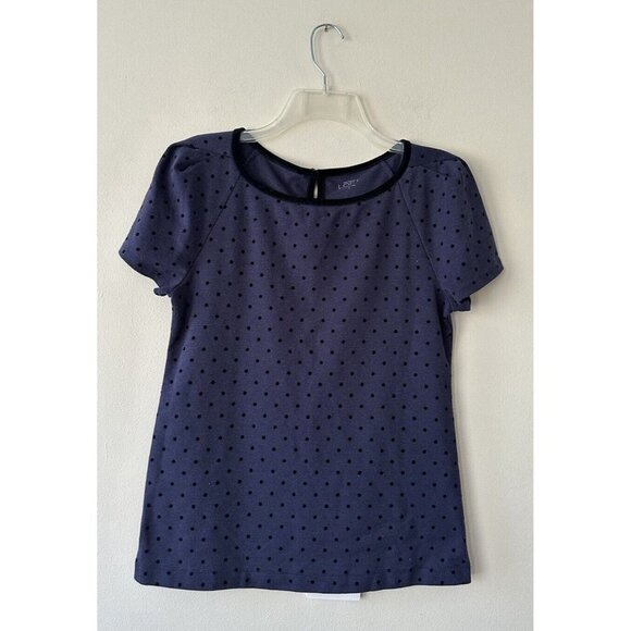 Ann Taylor Loft Black Blue Polka Dot Print Flutter Cap Sleeve Women's Size S - Picture 1 of 8
